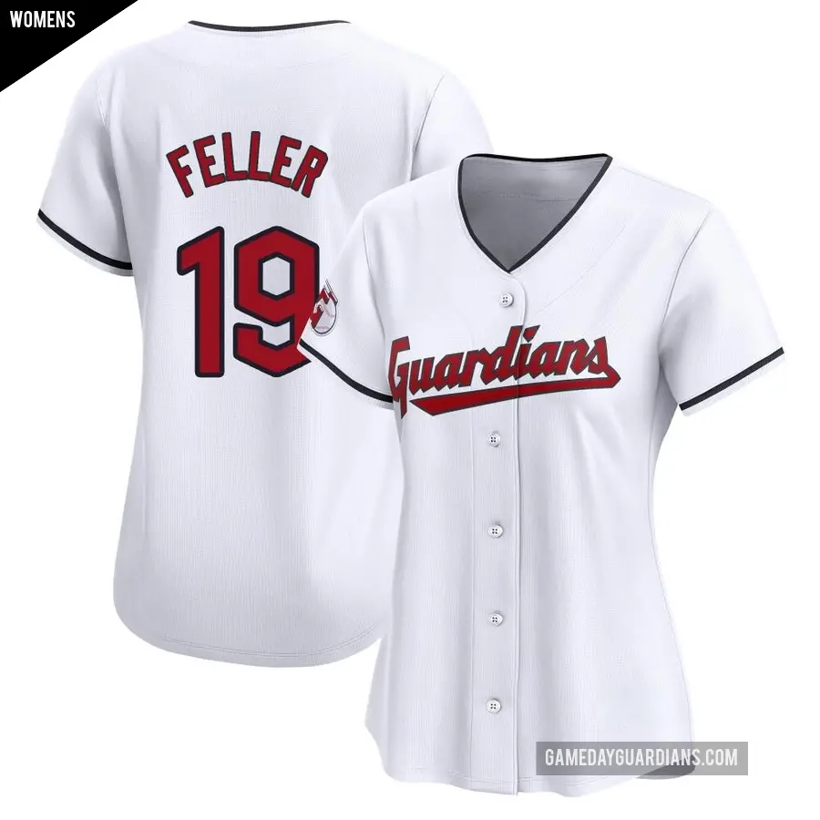 Women's Cleveland Guardians ＃19 Bob Feller Limited White Home Jersey