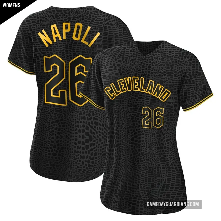 Women's Cleveland Guardians ＃26 Mike Napoli Replica Black Snake Skin City Jersey