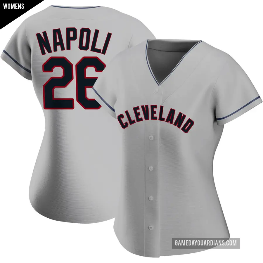 Women's Cleveland Guardians ＃26 Mike Napoli Replica Gray Road Jersey