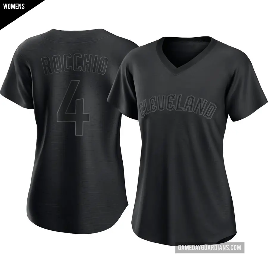 Women's Cleveland Guardians ＃4 Brayan Rocchio Authentic Black Pitch Fashion Jersey