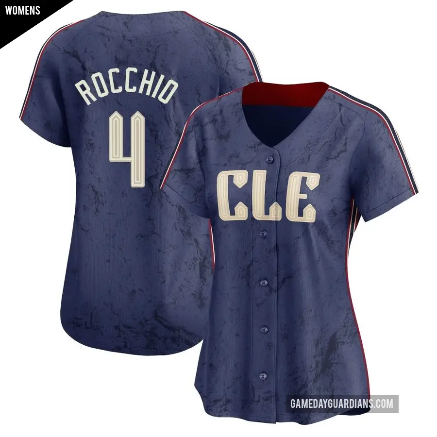 Women's Cleveland Guardians ＃4 Brayan Rocchio Limited Navy 2024 City Connect Jersey