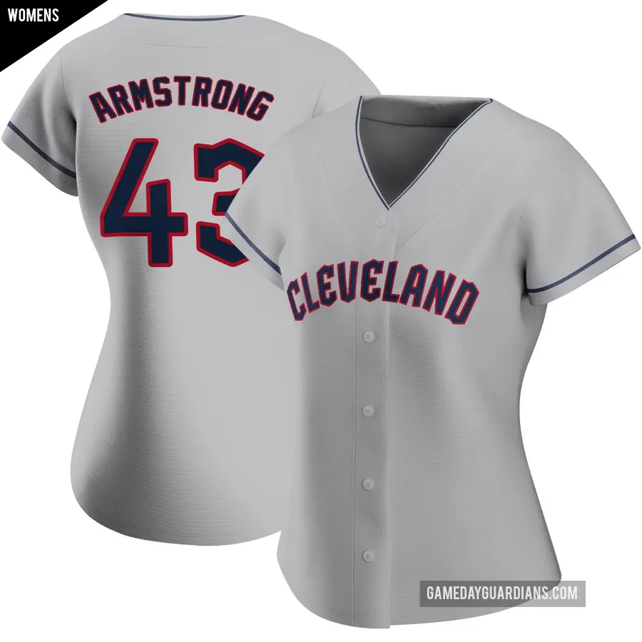 Women's Cleveland Guardians ＃43 Shawn Armstrong Authentic Gray Road Jersey