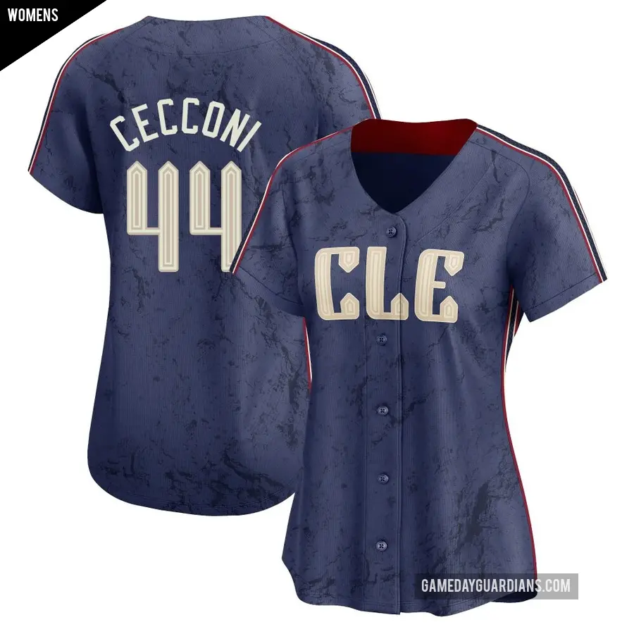 Women's Cleveland Guardians ＃44 Slade Cecconi Limited Navy 2024 City Connect Jersey