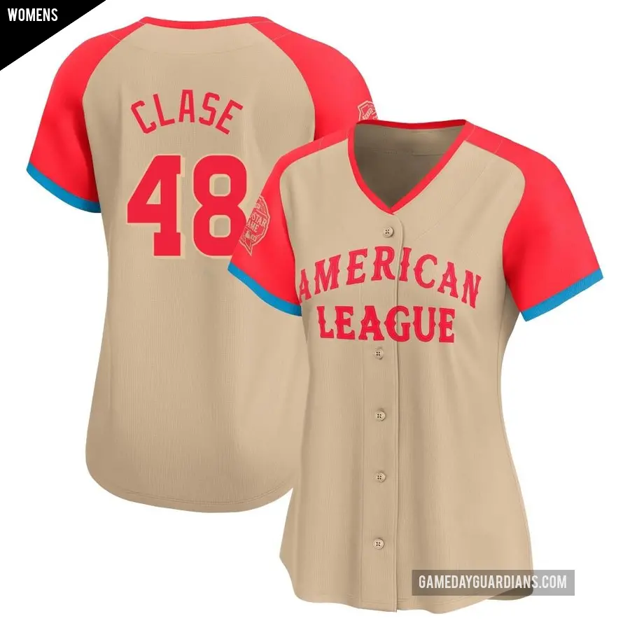 Women's Cleveland Guardians ＃48 Emmanuel Clase Limited Cream American League 2024 All-Star Game Jersey