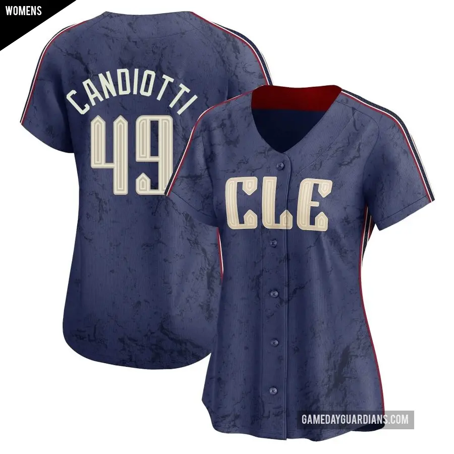 Women's Cleveland Guardians ＃49 Tom Candiotti Limited Navy 2024 City Connect Jersey