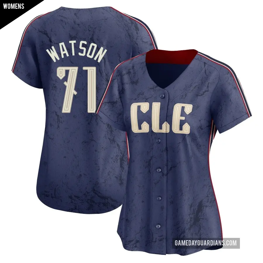 Women's Cleveland Guardians ＃71 Kahlil Watson Limited Navy 2024 City Connect Jersey