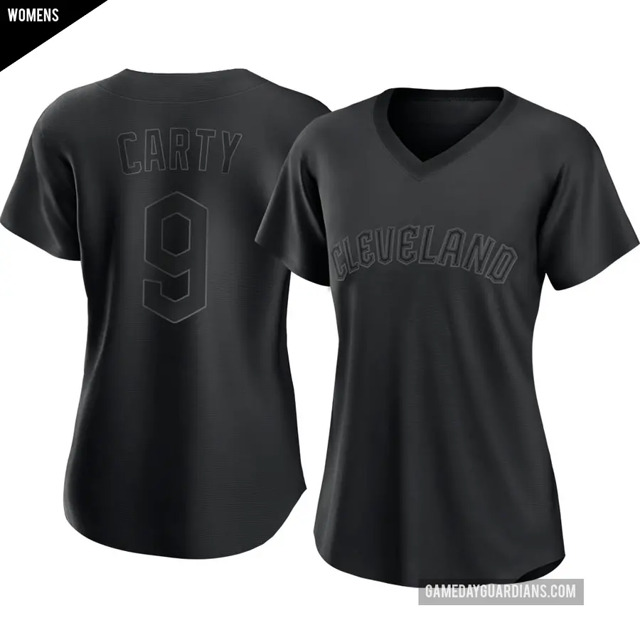 Women's Cleveland Guardians ＃9 Rico Carty Authentic Black Pitch Fashion Jersey