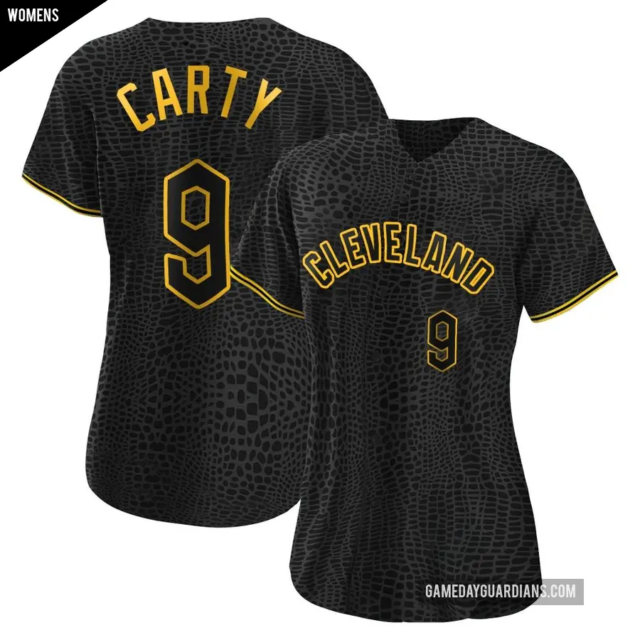 Women's Cleveland Guardians ＃9 Rico Carty Authentic Black Snake Skin City Jersey