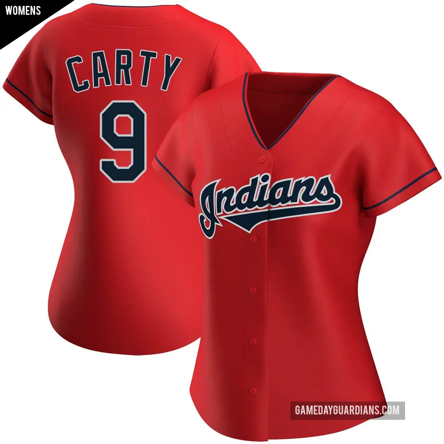 Women's Cleveland Guardians ＃9 Rico Carty Authentic Red Alternate Jersey