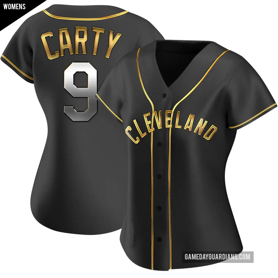 Women's Cleveland Guardians ＃9 Rico Carty Replica Gold Black en Alternate Jersey