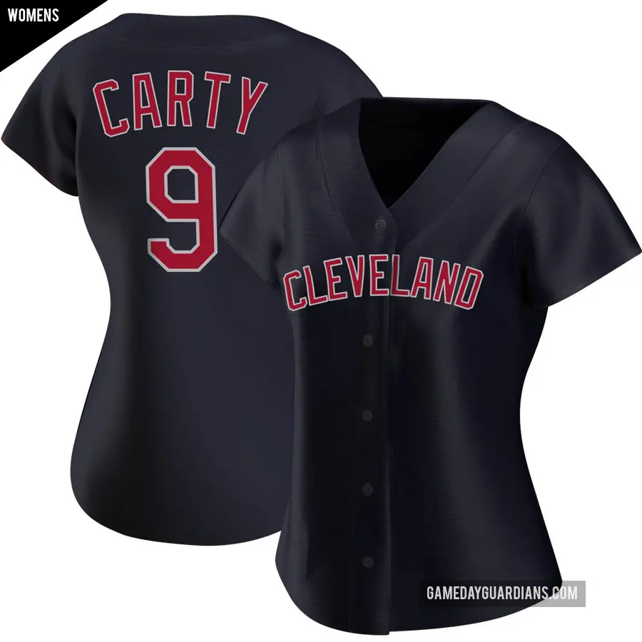 Women's Cleveland Guardians ＃9 Rico Carty Replica Navy Alternate Jersey