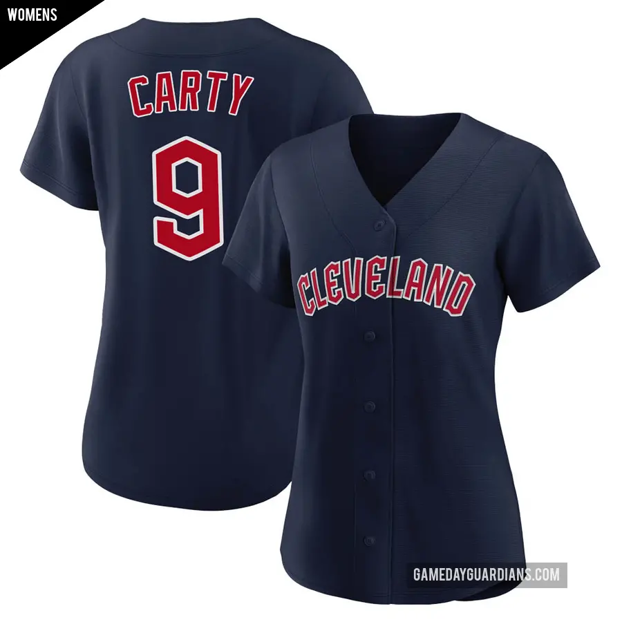 Women's Cleveland Guardians ＃9 Rico Carty Replica Navy Alternate Jersey