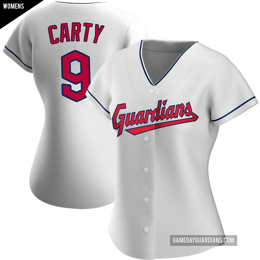 Women's Cleveland Guardians ＃9 Rico Carty Replica White Home Jersey