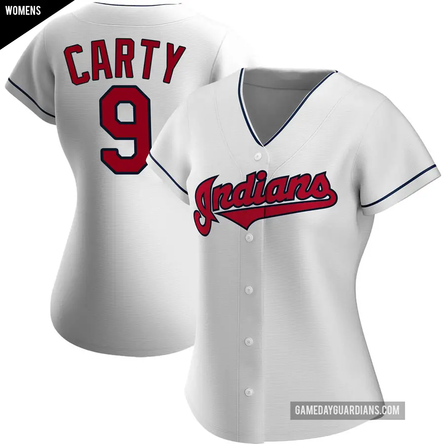 Women's Cleveland Guardians ＃9 Rico Carty Replica White Home Jersey