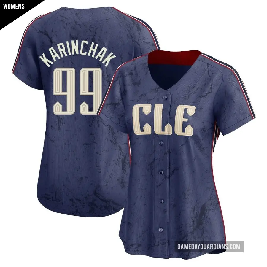 Women's Cleveland Guardians ＃99 James Karinchak Limited Navy 2024 City Connect Jersey