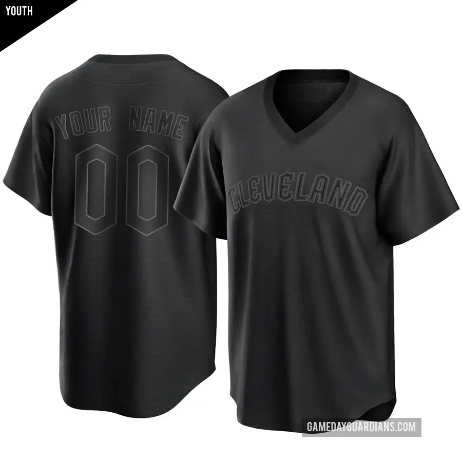 Youth Cleveland Guardians ＃00 Custom Replica Black Pitch Fashion Jersey