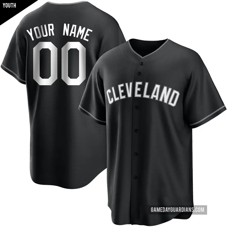 Youth Cleveland Guardians ＃00 Custom Replica Black/White Jersey