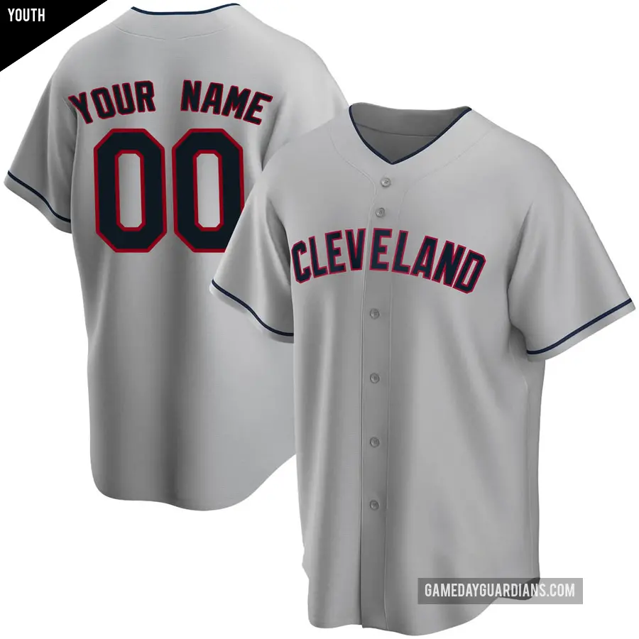 Youth Cleveland Guardians ＃00 Custom Replica Gray Road Jersey