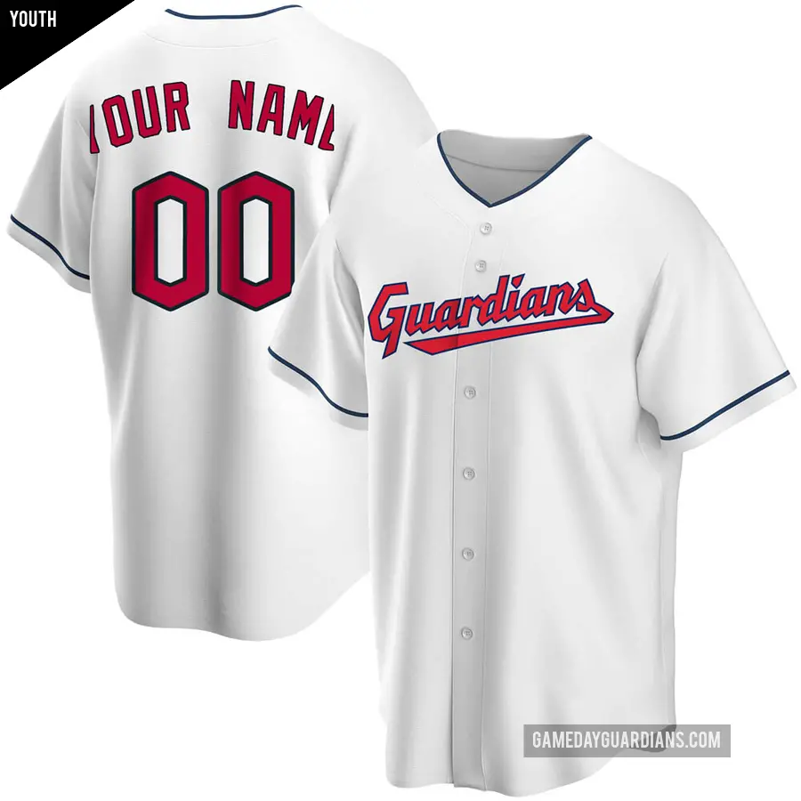 Youth Cleveland Guardians ＃00 Custom Replica White Home Jersey