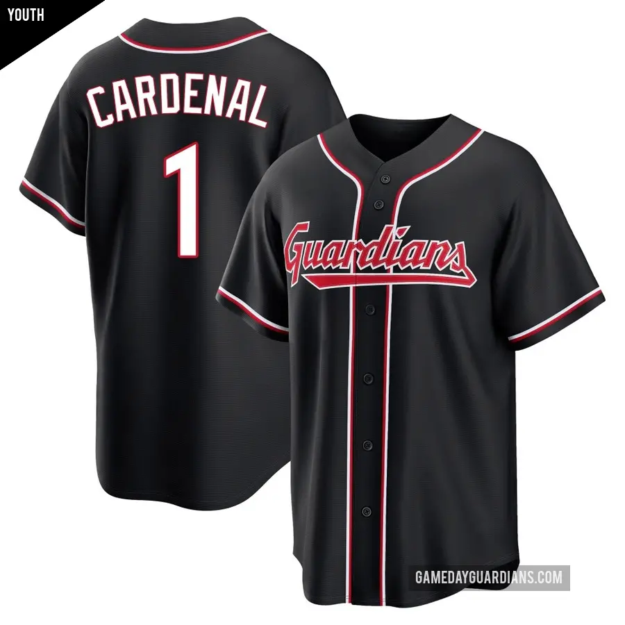 Youth Cleveland Guardians ＃1 Jose Cardenal Replica Black Fashion Out Jersey