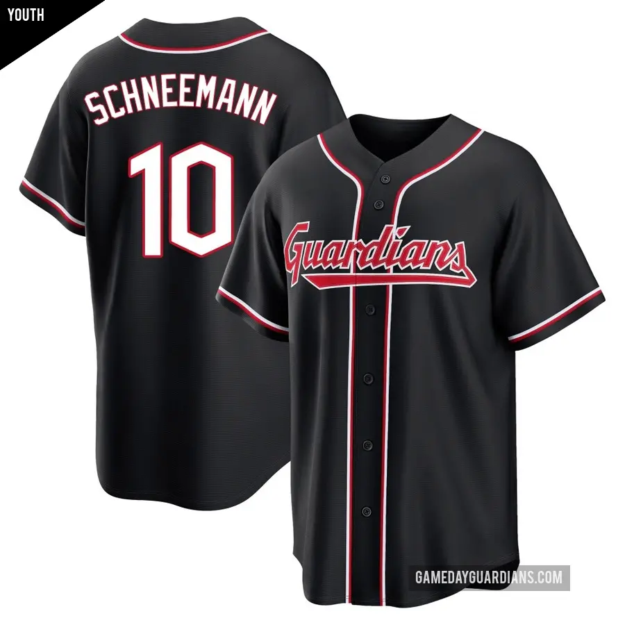 Youth Cleveland Guardians ＃10 Daniel Schneemann Replica Black Fashion Out Jersey
