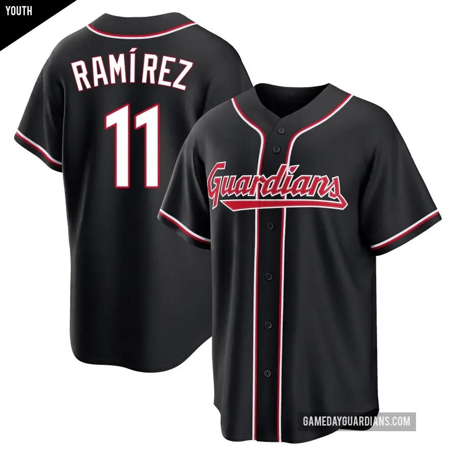 Youth Cleveland Guardians ＃11 Jose Ramirez Replica Black Fashion Out Jersey