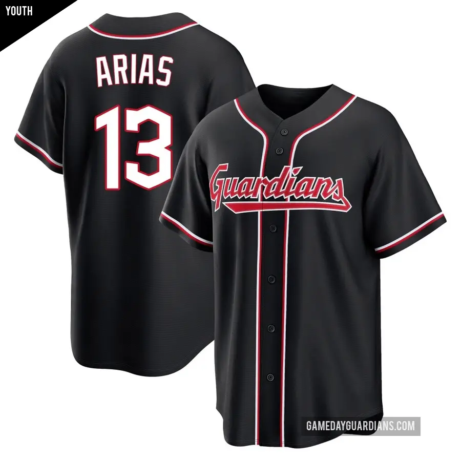 Youth Cleveland Guardians ＃13 Gabriel Arias Replica Black Fashion Out Jersey