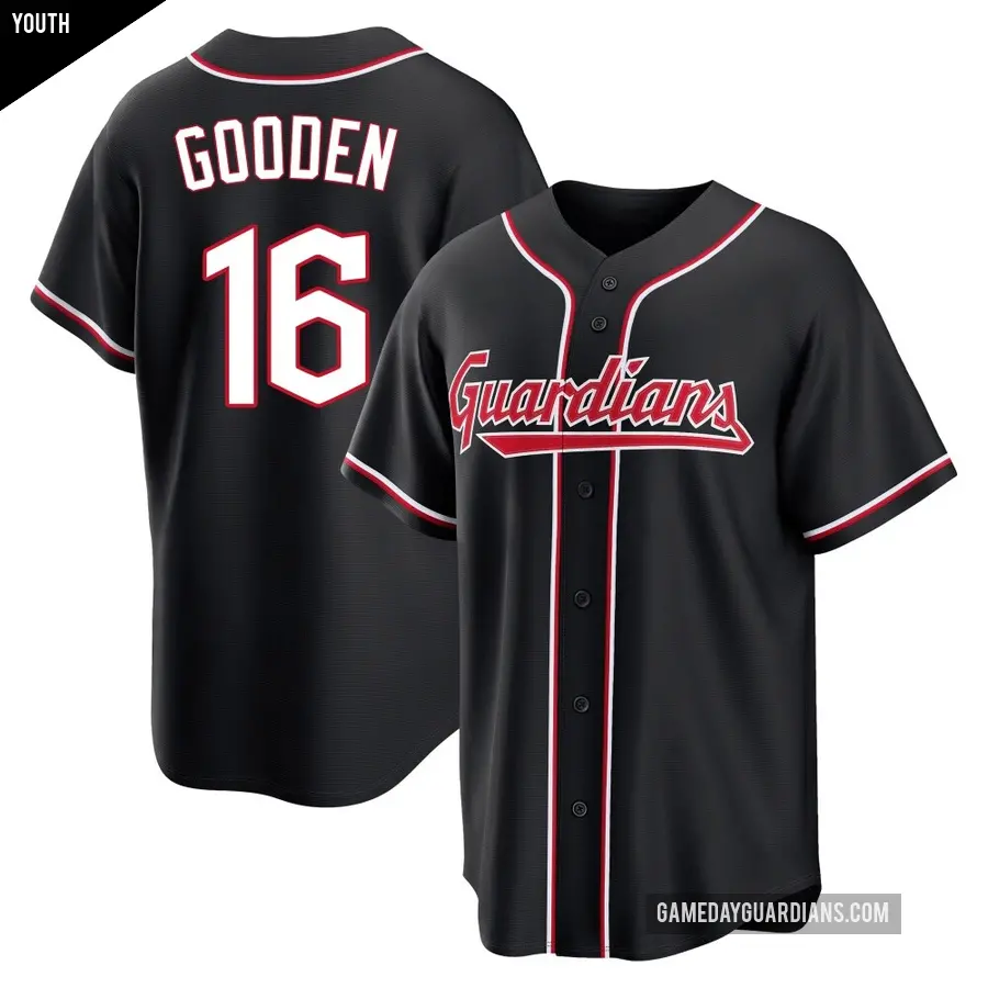 Youth Cleveland Guardians ＃16 Dwight Gooden Replica Black Fashion Out Jersey