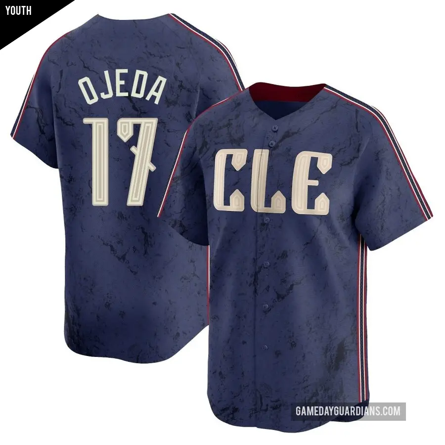 Youth Cleveland Guardians ＃17 Bob Ojeda Limited Navy 2024 City Connect Jersey
