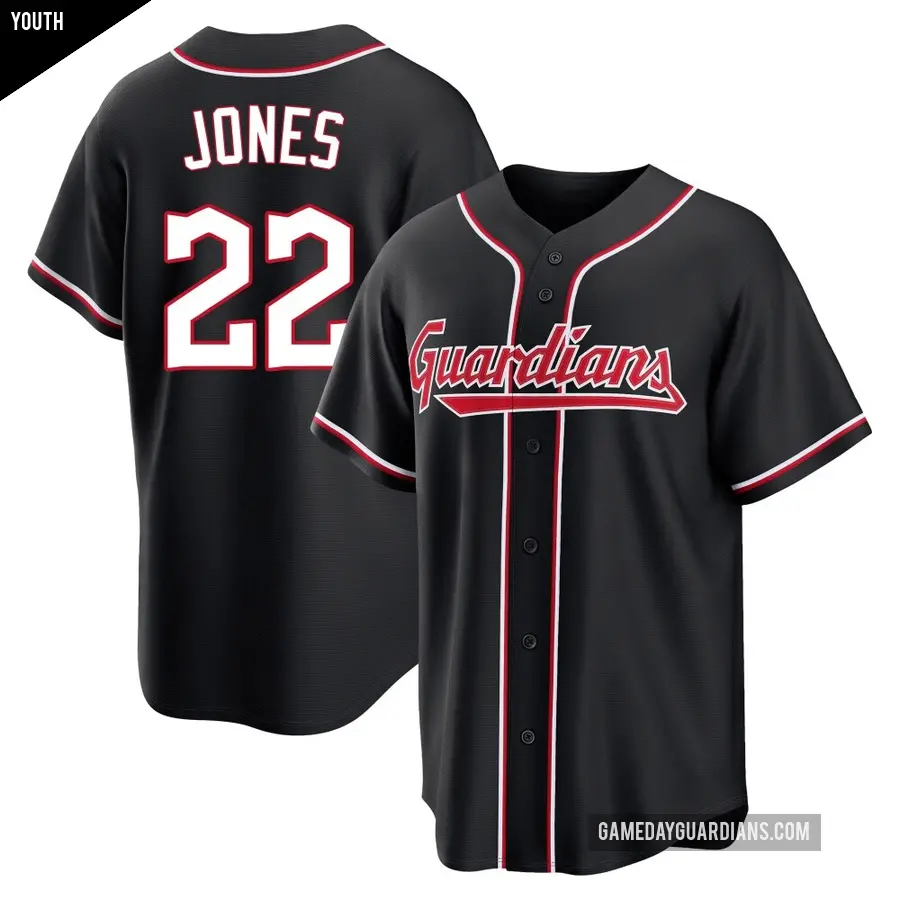 Youth Cleveland Guardians ＃22 Nolan Jones Replica Black Fashion Out Jersey