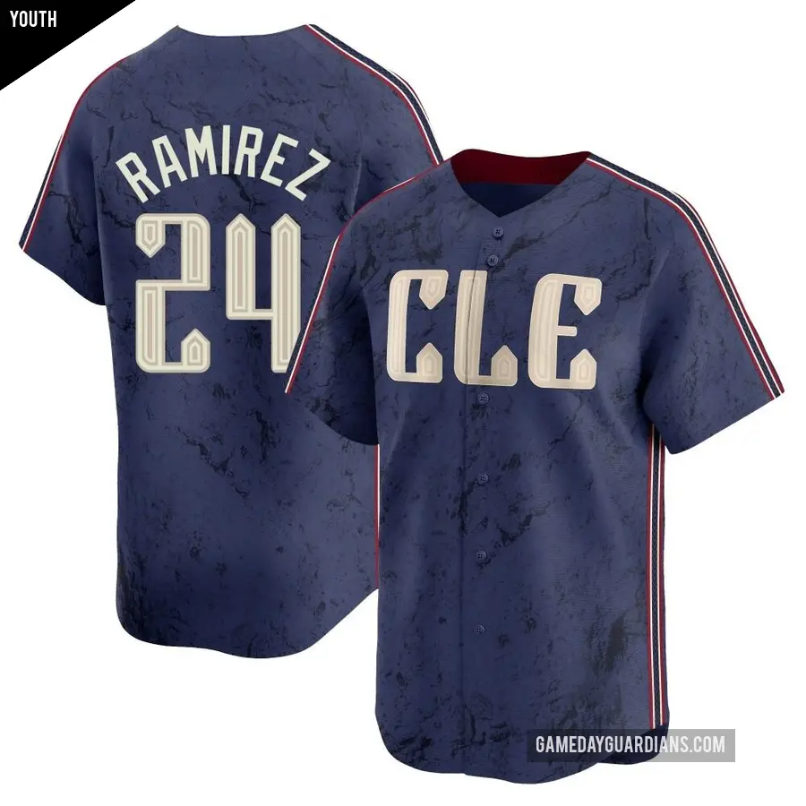 Youth Cleveland Guardians ＃24 Manny Ramirez Limited Navy 2024 City Connect Jersey