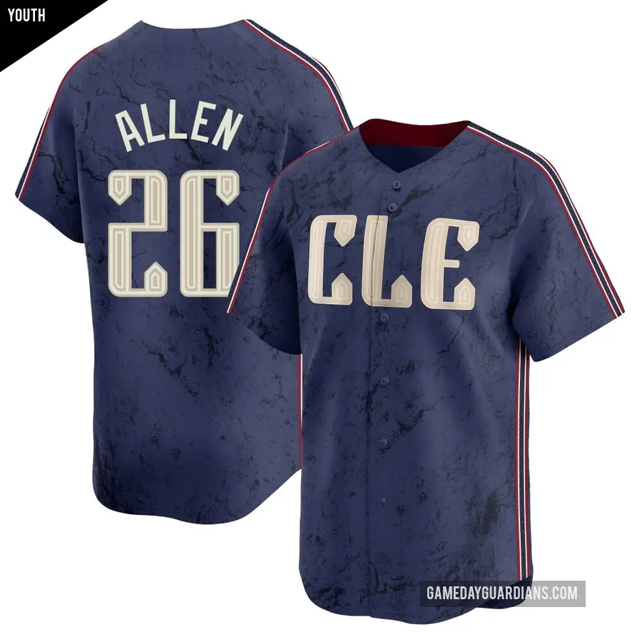 Youth Cleveland Guardians ＃26 Logan Allen Limited Navy 2024 City Connect Jersey