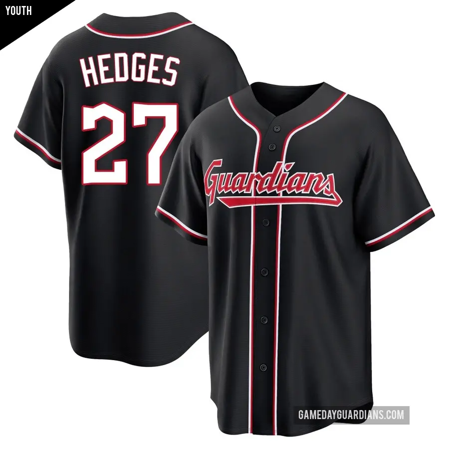 Youth Cleveland Guardians ＃27 Austin Hedges Replica Black Fashion Out Jersey