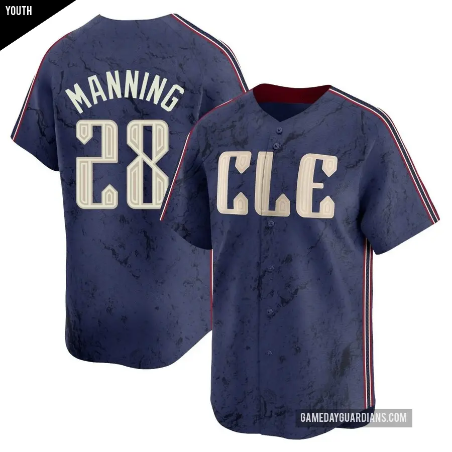 Youth Cleveland Guardians ＃28 Rick Manning Limited Navy 2024 City Connect Jersey