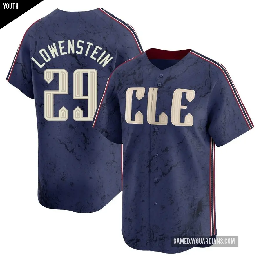 Youth Cleveland Guardians ＃29 John Lowenstein Limited Navy 2024 City Connect Jersey