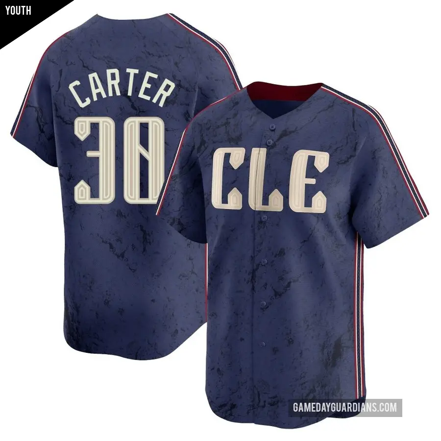 Youth Cleveland Guardians ＃30 Joe Carter Limited Navy 2024 City Connect Jersey