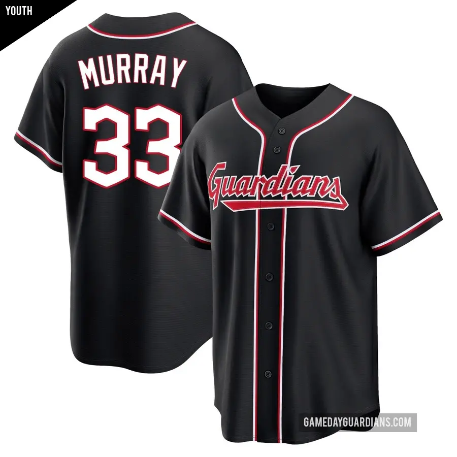 Youth Cleveland Guardians ＃33 Eddie Murray Replica Black Fashion Out Jersey