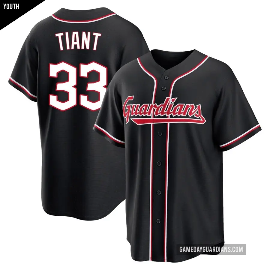 Youth Cleveland Guardians ＃33 Luis Tiant Replica Black Fashion Out Jersey