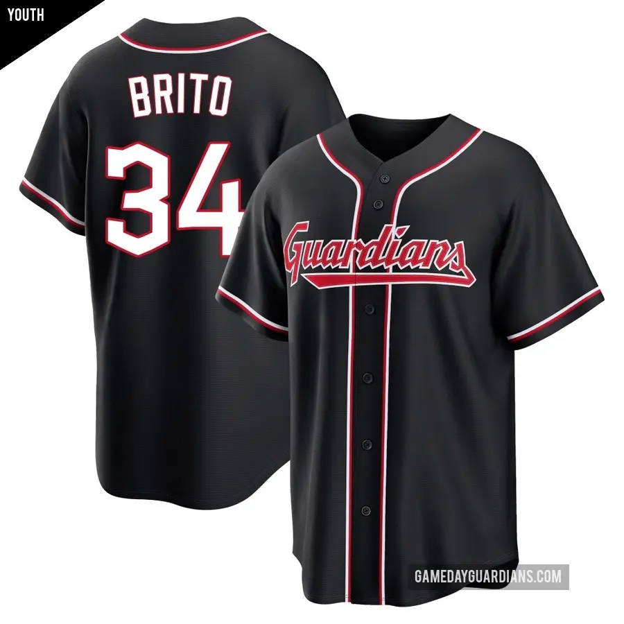 Youth Cleveland Guardians ＃34 Juan Brito Replica Black Fashion Out Jersey