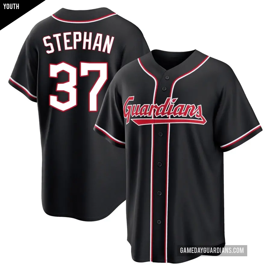 Youth Cleveland Guardians ＃37 Trevor Stephan Replica Black Fashion Out Jersey