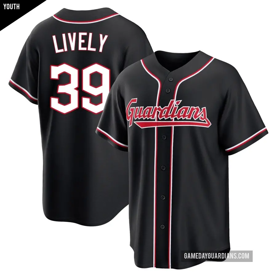 Youth Cleveland Guardians ＃39 Ben Lively Replica Black Fashion Out Jersey