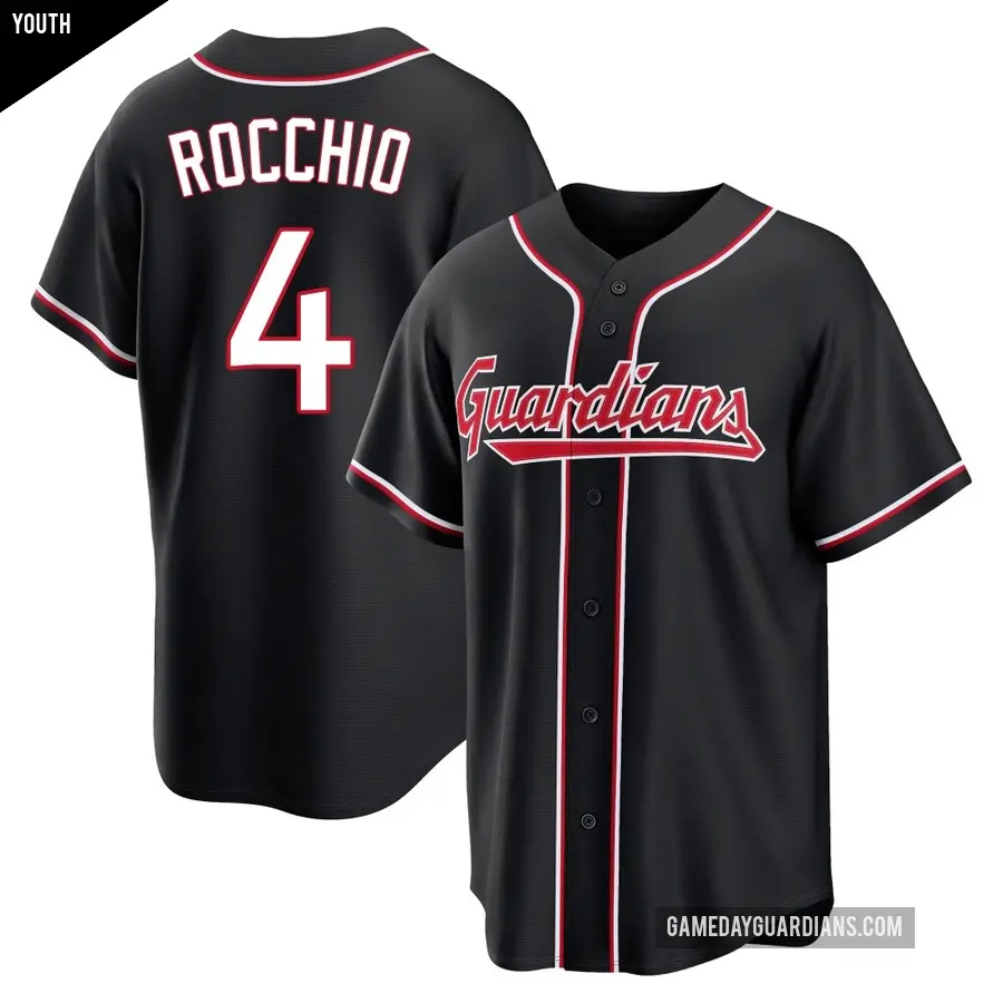 Youth Cleveland Guardians ＃4 Brayan Rocchio Replica Black Fashion Out Jersey