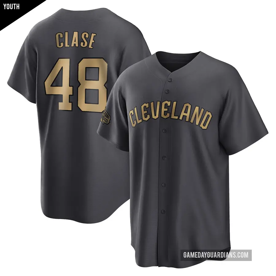 Youth Cleveland Guardians ＃48 Emmanuel Clase Game Charcoal Replica 2022 All-Star Jersey