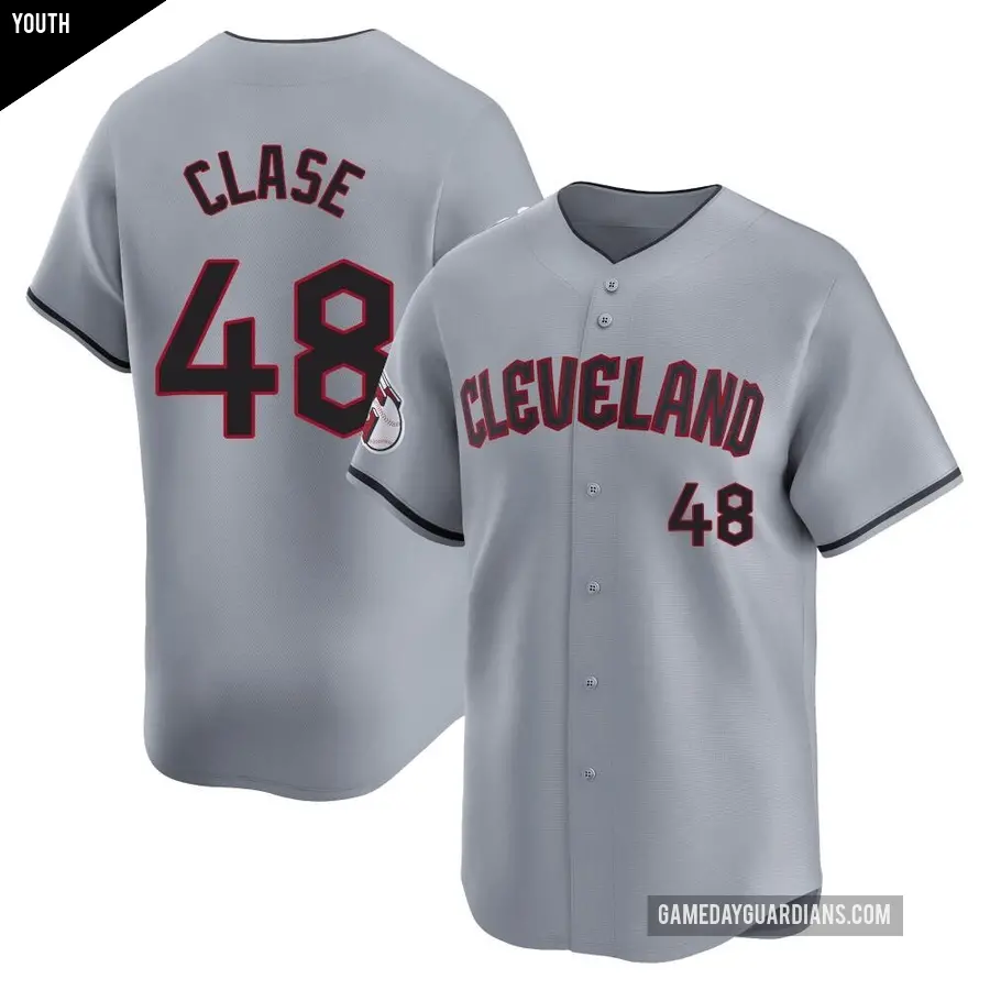 Youth Cleveland Guardians ＃48 Emmanuel Clase Limited Gray Road Jersey