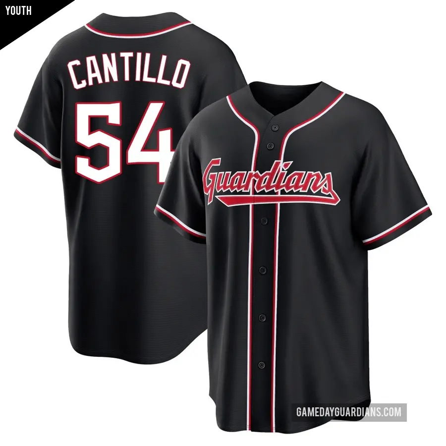 Youth Cleveland Guardians ＃54 Joey Cantillo Replica Black Fashion Out Jersey