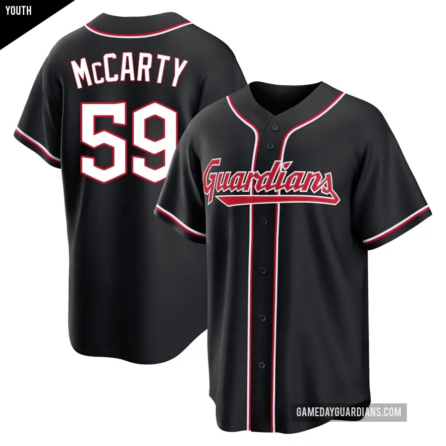 Youth Cleveland Guardians ＃59 Kirk McCarty Replica Black Fashion Out Jersey