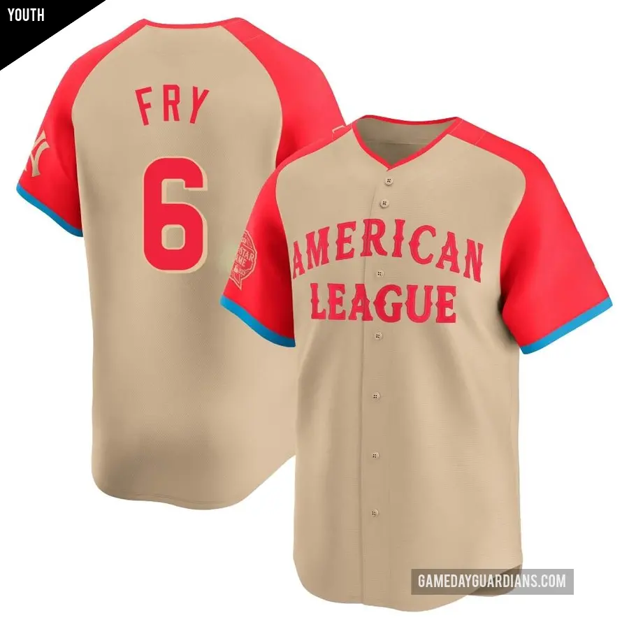 Youth Cleveland Guardians ＃6 David Fry Limited Cream American League 2024 All-Star Game Jersey
