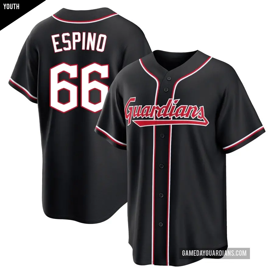 Youth Cleveland Guardians ＃66 Daniel Espino Replica Black Fashion Out Jersey