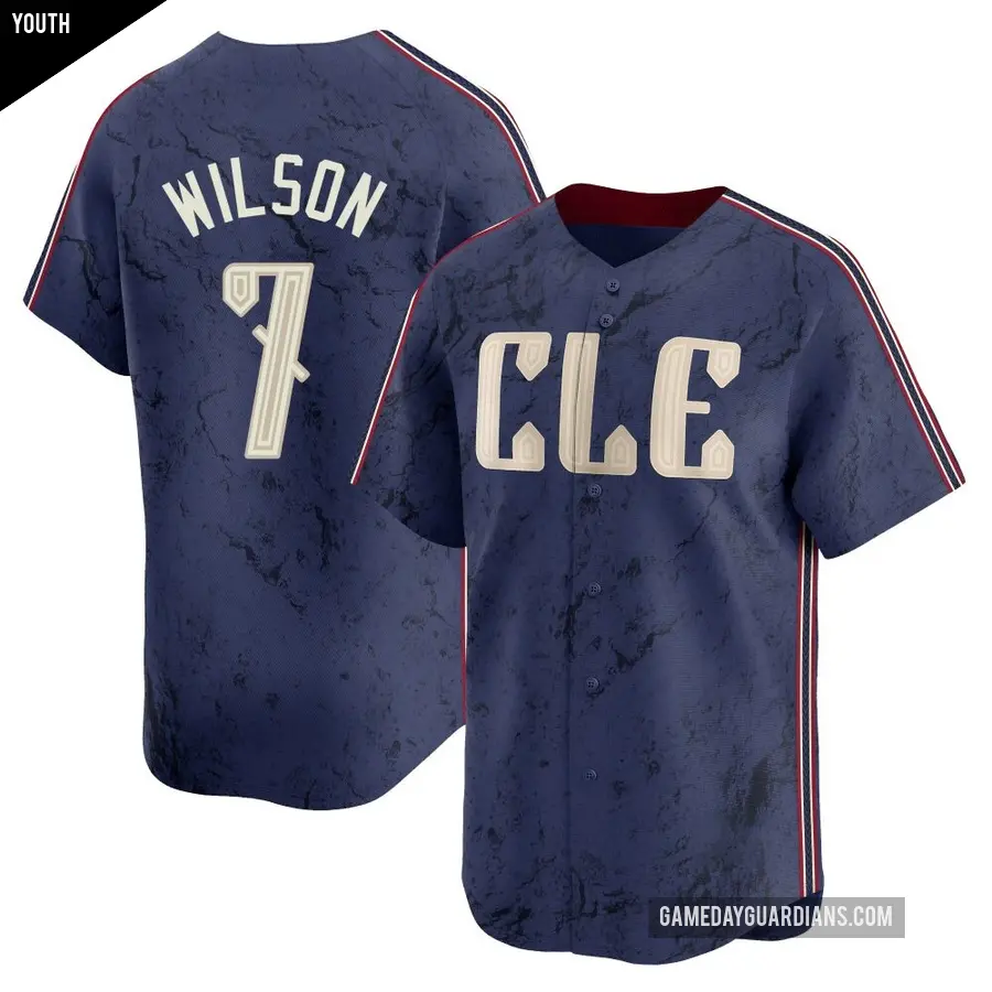 Youth Cleveland Guardians ＃7 Will Wilson Limited Navy 2024 City Connect Jersey