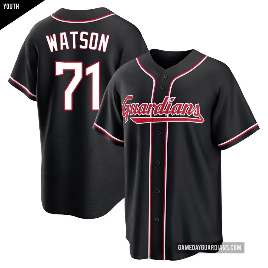 Youth Cleveland Guardians ＃71 Kahlil Watson Replica Black Fashion Out Jersey